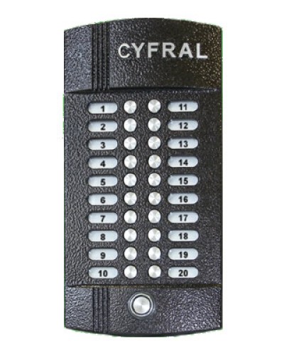 Блок вызова аудиодомофона на 20 абонентов Цифрал M-20M/T в Рубцовске Блоки вызова многоабонентные Pintop.ru