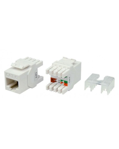 Вставка Keystone Jack RJ-45(8P8C) Hyperline KJ8-8P8C-C6-180-WH в Рубцовске Модули Keystone Pintop.ru
