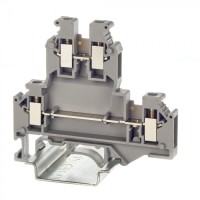 Клемма двухуровневая, винтовой зажим, 4 точки подключения, 4 кв.мм, серая DKC (KRUKB-5)