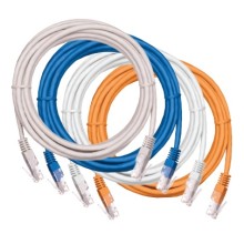 Шнур коммутационный NETLAN U/UTP 4 пары, Кат.5е (Класс D), 100МГц, 2хRJ45/8P8C, T568B, заливной, многожильный, BC (чистая медь), PVC нг(B), белый, 1м, уп-ка 10шт. NETLAN EC-PC4UD55B-BC-PVC-010-WT-10