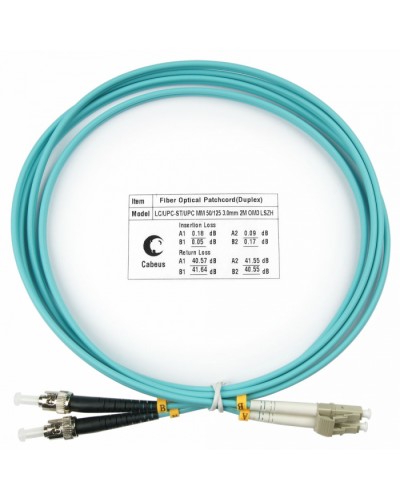 Шнур оптический duplex LC-ST 50/125 MM OM3 2 м LSZH Cabeus FOP-50-LC-ST-2M в Рубцовске Патч-корды оптические Pintop.ru