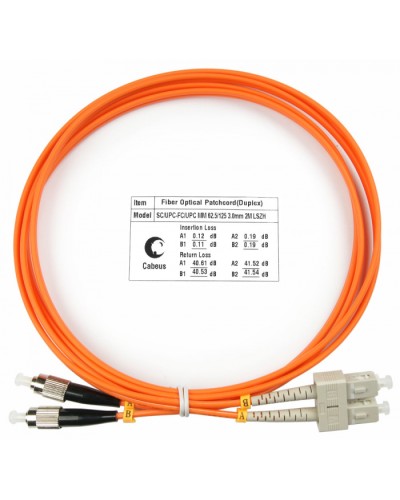 Шнур оптический duplex SC-FC 62,5/125 mm 2м LSZH Cabeus FOP-62-SC-FC-2m в Рубцовске Патч-корды оптические Pintop.ru