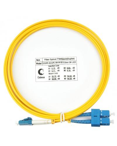 Шнур оптический duplex LC-SC 9/125 SM 2 м LSZH Cabeus FOP(d)-9-LC-SC-2M в Рубцовске Патч-корды оптические Pintop.ru