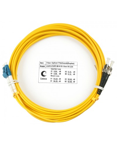 Шнур оптический duplex LC-ST 9/125 sm 7м LSZH Cabeus FOP(d)-9-LC-ST-7m в Рубцовске Патч-корды оптические Pintop.ru