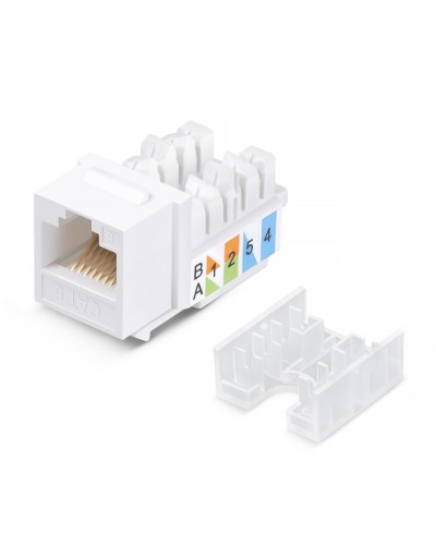 Вставка Keystone Jack RJ-45, категория 6, заделка тип 110, белая, со стяжкой Cabeus KJ-RJ45-Cat.6-90-SW в Рубцовске Модули Keystone Pintop.ru