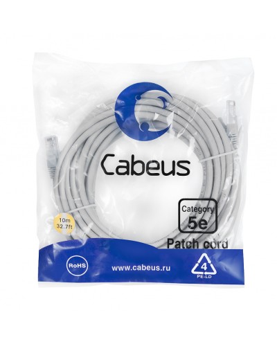 Шнур коммутационный Cabeus PC-UTP-RJ45-Cat.5e-10m в Рубцовске Патчкорды (медные) Pintop.ru