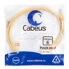 Патч-корд UTP, категория 6, 1.5 м, неэкранированный, желтый Cabeus PC-UTP-RJ45-Cat.6-1.5m-YL