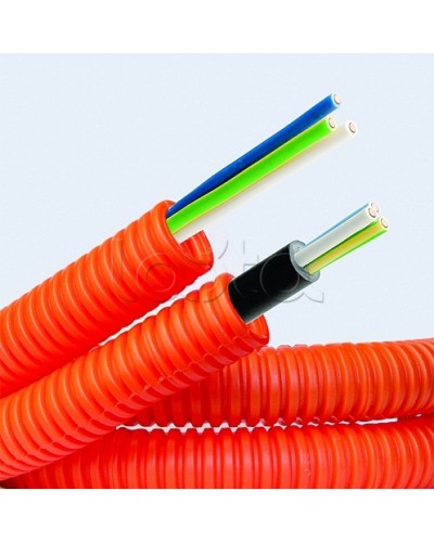Электротруба ПНД гибкая гофр. д.16мм, цвет оранжевый, с кабелем ВВГнг(А)-LS 3х1,5мм² РЭК ГОСТ+, 50м DKC 7L91650 в Рубцовске Труба гофрированная Pintop.ru