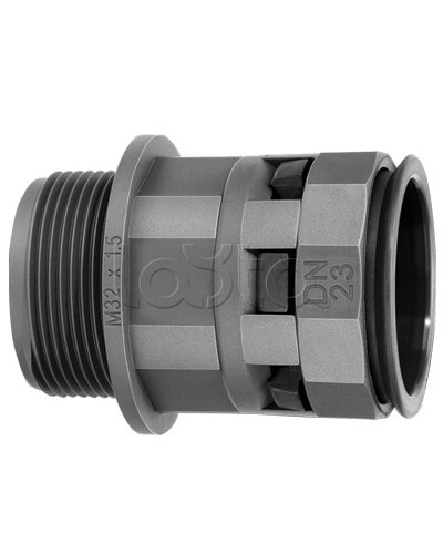 Муфта труба-коробка DN 48 мм, М63х1,5, полиамид, цвет черный DKC PAM48M63N в Рубцовске Повороты, муфты, тройники Pintop.ru