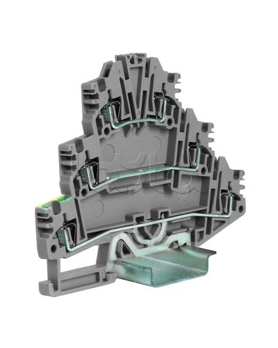 Зажим трех-уровневый c заземлением на нижнем уровне 2,5 кв.мм, серый DKC ZHL500GR в Рубцовске Держатели, клипсы, скобы Pintop.ru