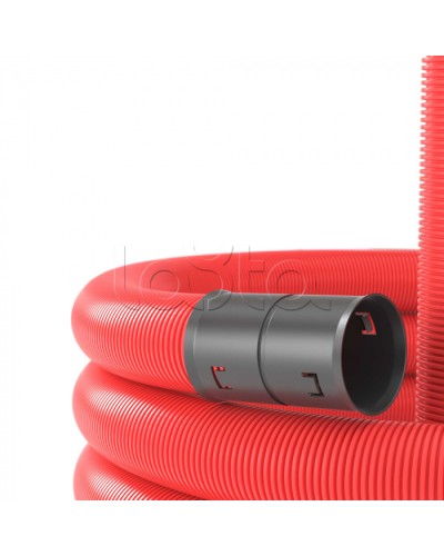 Двустенная труба ПНД D90мм без протяжки (50м уп) красная DKC (120990) в Рубцовске Труба гофрированная Pintop.ru