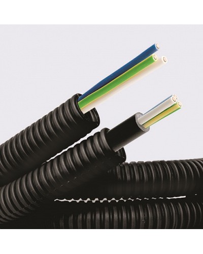 Электротруба ПНД гибкая гофр. д.16мм, цвет черный, с кабелем ВВГнг(А)-LS 3х1,5мм² РЭК ГОСТ+, 100м DKC 7L716100 в Рубцовске Труба гофрированная Pintop.ru