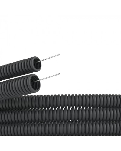 Труба гофр. самозатух. ПВХ 25 мм с зондом (50 м) черная DKC (91925B) в Рубцовске Труба гофрированная Pintop.ru