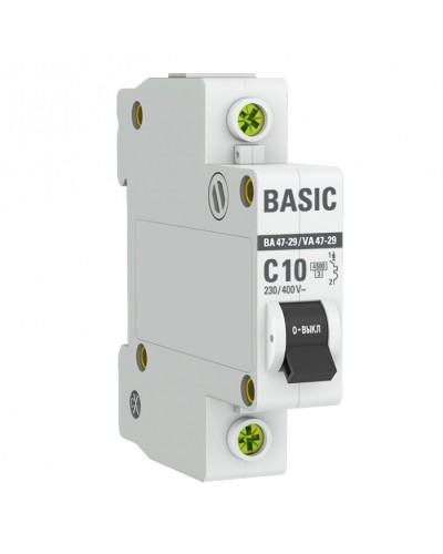 Автоматический выключатель 1P 10А (C) 4,5кА ВА 47-29 EKF Basic (mcb4729-1-10C) в Рубцовске Электротехническое оборудование Pintop.ru