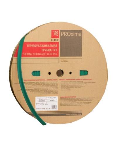 Термоусаживаемая трубка ТУТ нг 12/6 зелёная рулон EKF PROxima (tut-12-j) в Рубцовске Аксессуары для кабель-канала Pintop.ru