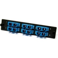 Панель для FO-19BX с 6 SC (duplex) адаптерами, 12 волокон, одномодовые, адаптеры синего цвета Hyperline FO-FPM-W120H32-6DSC-BL