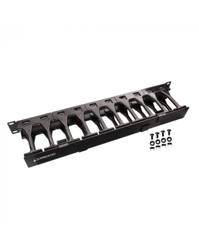 Кабельный органайзер 19 c пластиковыми пальцами глубиной 106 мм и крышкой, 2U LANMASTER (LAN-ORG-PF/S-2U) в Рубцовске Кабельные органайзеры Pintop.ru