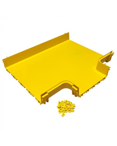 Горизонтальный отвод с лотка 600 мм на лоток 360 мм, желтый LANMASTER (LAN-OT600-HT360/NC) в Рубцовске Аксессуары для лотков Pintop.ru