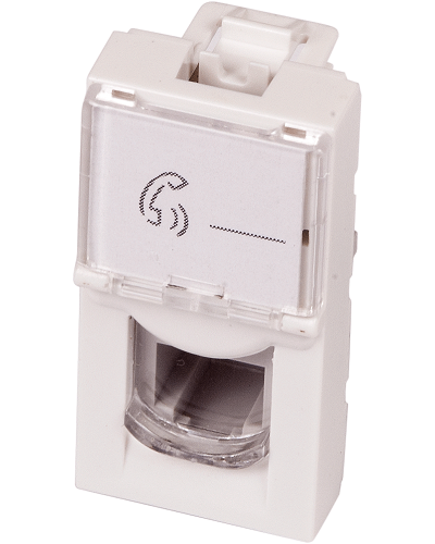 Вставка Mosaic 22.5x45, RJ-11, со шторкой и увеличенным окном маркировки, белая LANMASTER LAN-SIP-22TEL-WH в Рубцовске Коммутационные изделия Pintop.ru