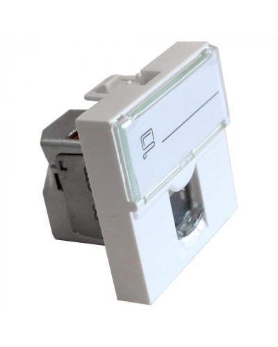 Вставка Mosaic 45x45, RJ-45 STP, кат.6, со шторкой и увеличенным окном маркировки, белая LANMASTER LAN-SIP-23S6-WH в Рубцовске Модули Keystone Pintop.ru