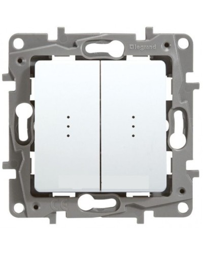 Переключатель двухклавишный с подсветкой Etika Plus 10 AX 250 В белый Legrand 672216 в Рубцовске Аксессуары для кабель-канала Pintop.ru