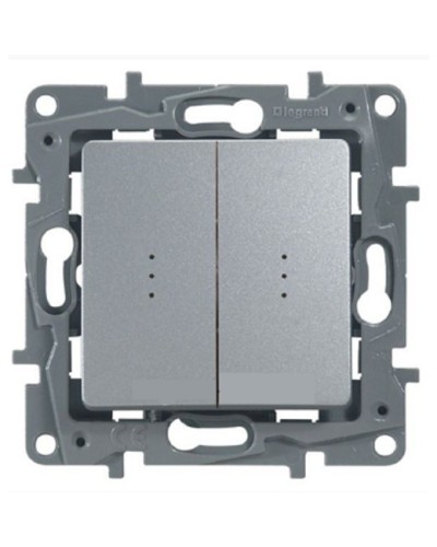 Переключатель двухклавишный с подсветкой Etika Plus 10 AX 250 В алюминий Legrand 672416 в Рубцовске Аксессуары для кабель-канала Pintop.ru