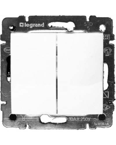 Переключатель на два направления двухклавишный Valena 10 AX 250 В белый Legrand 774408 в Рубцовске Аксессуары для кабель-канала Pintop.ru