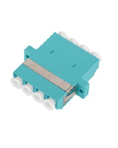 Адаптер NIKOMAX волоконно-оптический, соединительный, многомодовый, стандарта OM3, LC/UPC-LC/UPC, квадро, пластиковый, без шторки, с фланцами, аква, уп-ка 2шт. в Рубцовске Проходные адаптеры и розетки оптические Pintop.ru