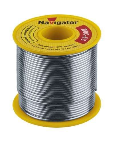 Припой Navigator 93 783 NEM-Pos05-63K-1.5-K200 (ПОС-63, катушка, 1.5 мм, 200 гр) в Рубцовске Аксессуары для кабель-канала Pintop.ru