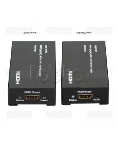 Комплект для передачи HDMI по одному кабелю витой пары CAT5e/6 до 50м OSNOVO TA-Hi/1+RA-Hi/1 в Рубцовске Видеоусилители, Модуляторы, Делители Pintop.ru