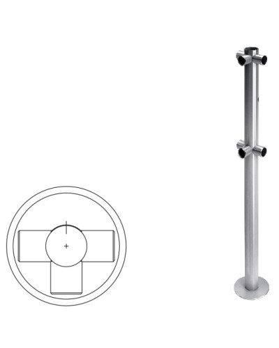 Стойка ограждения Т-образная с отверстием под фиксатор (антик серебро) Oxgard в Рубцовске Ограждения Pintop.ru