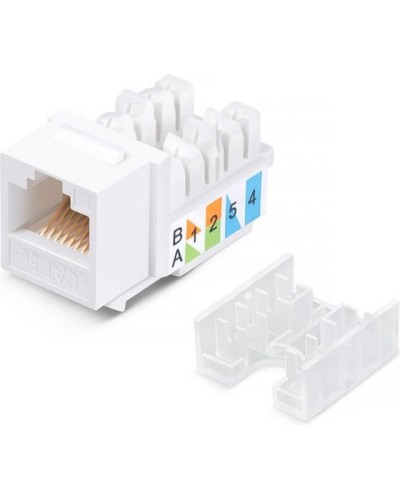Модуль Keystone Jack RJ-45(8P8C), UTP неэкранированный, CAT 5e, тип 90 градусов, белый REXANT PRO 02-0064 в Рубцовске Модули Keystone Pintop.ru