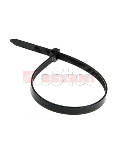 Хомут-стяжка нейлоновый, широкий 8х300 мм чёрный (100шт/уп) REXANT 07-0303 в Рубцовске Стяжки-хомуты Pintop.ru