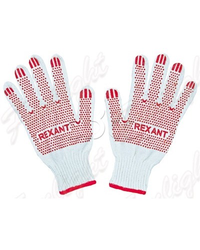Перчатки Х/Б с покрытием ПВХ, 5 нитей, 48-50 гр. (10шт/уп) REXANT 09-0202-1 в Рубцовске Аксессуары для кабель-канала Pintop.ru