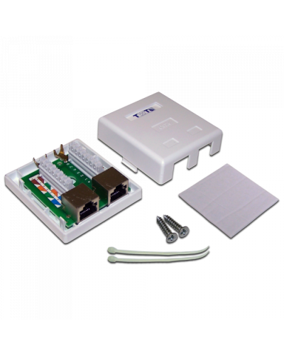 Настенная розетка, 2 порта RJ-45 категории 6, STP, белая TWT (TWT-SM2-4545/S6-WH) в Рубцовске Розетки компьютерные и телефонные Pintop.ru