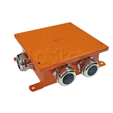 SMB120 Коробка металлическая, огн. E-110,о/п 120х120х60, 1 метал. гермоввод 14-22мм. + 3 метал. заглушки, IP66, 12P, (1,5-10 мм2), цвет оранж. Экопласт (56374E)