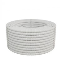 Труба ПП-FR гофрир. легкая, с зондом,без галогена, ПЛЛ 20мм Экопласт (60120HFR-W) - Труба ПП-FR гофрир. легкая, с зондом,без галогена, ПЛЛ диам.20мм ПВ-0 (100м) цвет белый 1 палл.=3800м Экопласт