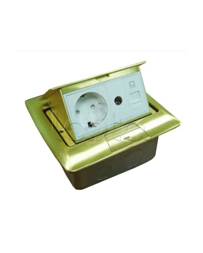 Люк встраиваемый на 1,5 модуля (45х45 мм) с коробкой, латунь, IP44 Экопласт 70023 в Рубцовске Системы лючков и колонн Pintop.ru