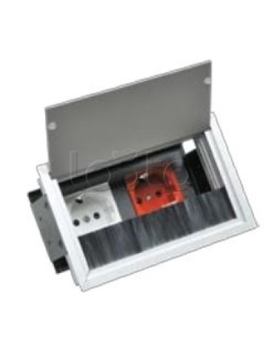 Люк настольный встраиваемый на 2 модуля (45х45мм) с крышкой, алюминий IP20 Экопласт 70042 в Рубцовске Системы лючков и колонн Pintop.ru