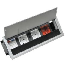 Люк настольный встраиваемый на 4 модулей (45х45мм) с крышкой, алюминий IP20 Экопласт 70044