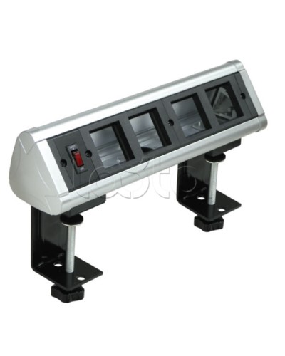 Блок настольный с выключателем нагрузки на 4 модуля (45х45мм) на струбцинах (алюминий) Экопласт 70314 в Рубцовске Аксессуары для кабель-канала Pintop.ru