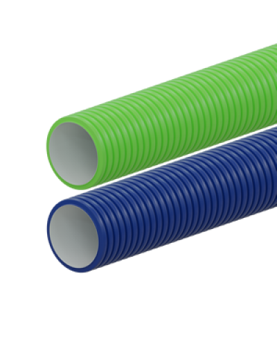 Вентиляционная труба гибкая двустенная для воздуховода (ПНД), антистатическая и антибактериальная D90мм, цвет синий (1шт=50м) Экопласт (803090BU) в Рубцовске Труба гофрированная Pintop.ru