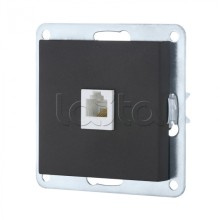 Розетка телефонная RJ-12 с накладкой (черный бархат) LK 80 Экопласт (845508-1)