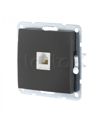 Розетка телефонная RJ-12 с накладкой (черный бархат) LK60 Экопласт (865508-1) в Рубцовске Розетки компьютерные и телефонные Pintop.ru