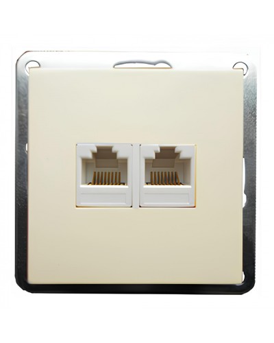 Розетка телефонная двойная 2хRJ-11 с накладкой (бежевый) LK60 (865601-1) в Рубцовске Розетки компьютерные и телефонные Pintop.ru