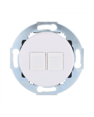 Розетка телефонная 2хRJ-12 с накладкой (белый) Vintage (885904-1) в Рубцовске Розетки компьютерные и телефонные Pintop.ru