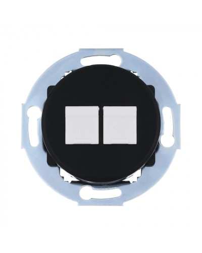 Розетка телефонная 2хRJ-12 с накладкой (черный) Vintage (885908-1) в Рубцовске Розетки компьютерные и телефонные Pintop.ru