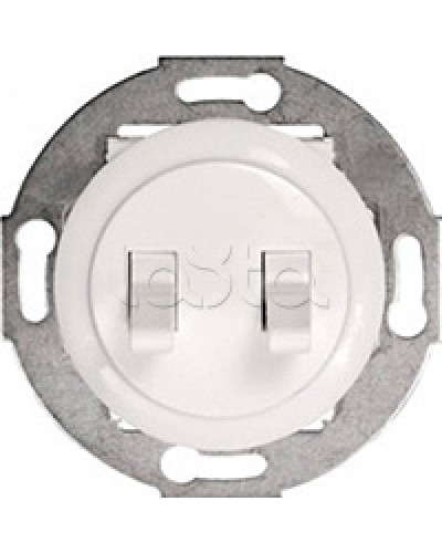 Экопласт Выключатель 2-рычажковый (схема 5) 10 A, 250 B (белый) Vintage в Рубцовске Розетки компьютерные и телефонные Pintop.ru