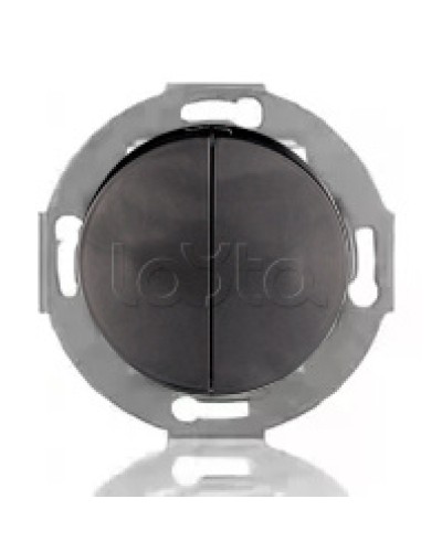 Выключатель двухклавишный Экопласт (схема 5) 10 A, 250 B (черный ) Vintage в Рубцовске Розетки компьютерные и телефонные Pintop.ru