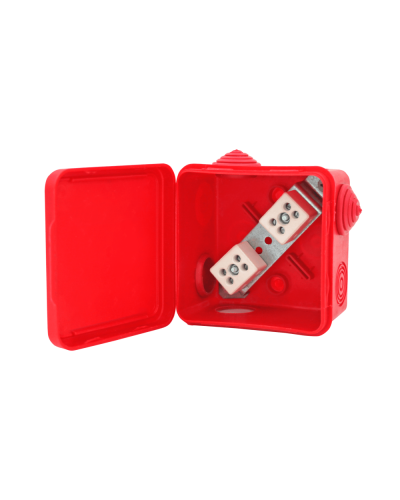 Коробка распределительная огнестойкая КРОПС-П3, IP54, габаритные размеры 80х80х50 мм, для кабелей сечением до 4 мм2, 3 клеммы КМ-Профиль (FRJB-KM-P3-4-03-КРОПС-IP54) в Рубцовске Распределительные коробки Pintop.ru